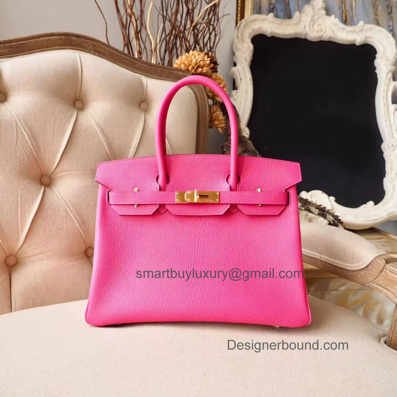 Hermes Birkin 30 Handbag in Bicolored 5r Rose Shocking Chevre Myzore GHW